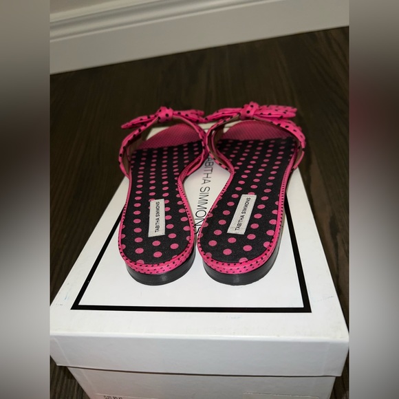 Size 40 - Tabitha Simmons Pink Cleo Polka dots bow slippers - Picture 8 of 12